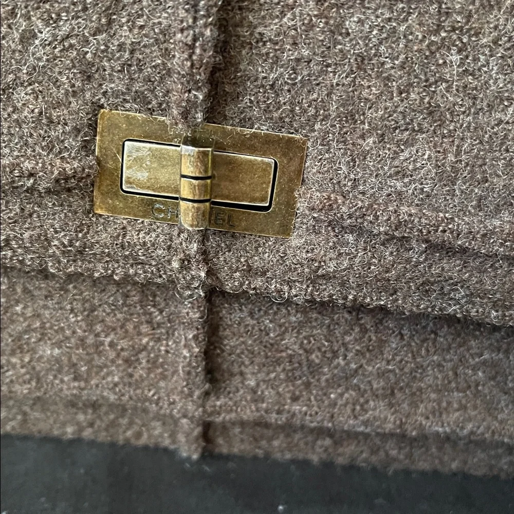 Chanel Chocolate Bar Mademoiselle Brown Flap Bag Quilted Wool Jumbo - Picture 2 of 13